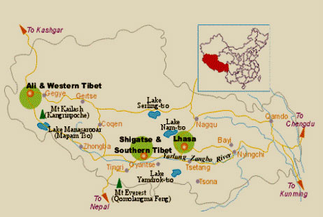 carte de Tibet train